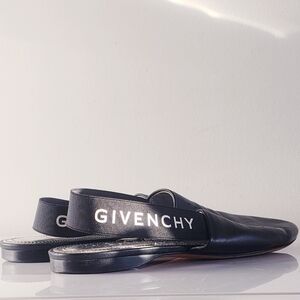 Givenchy Black Leather Slip-back Mules W Logo Elastic Strap